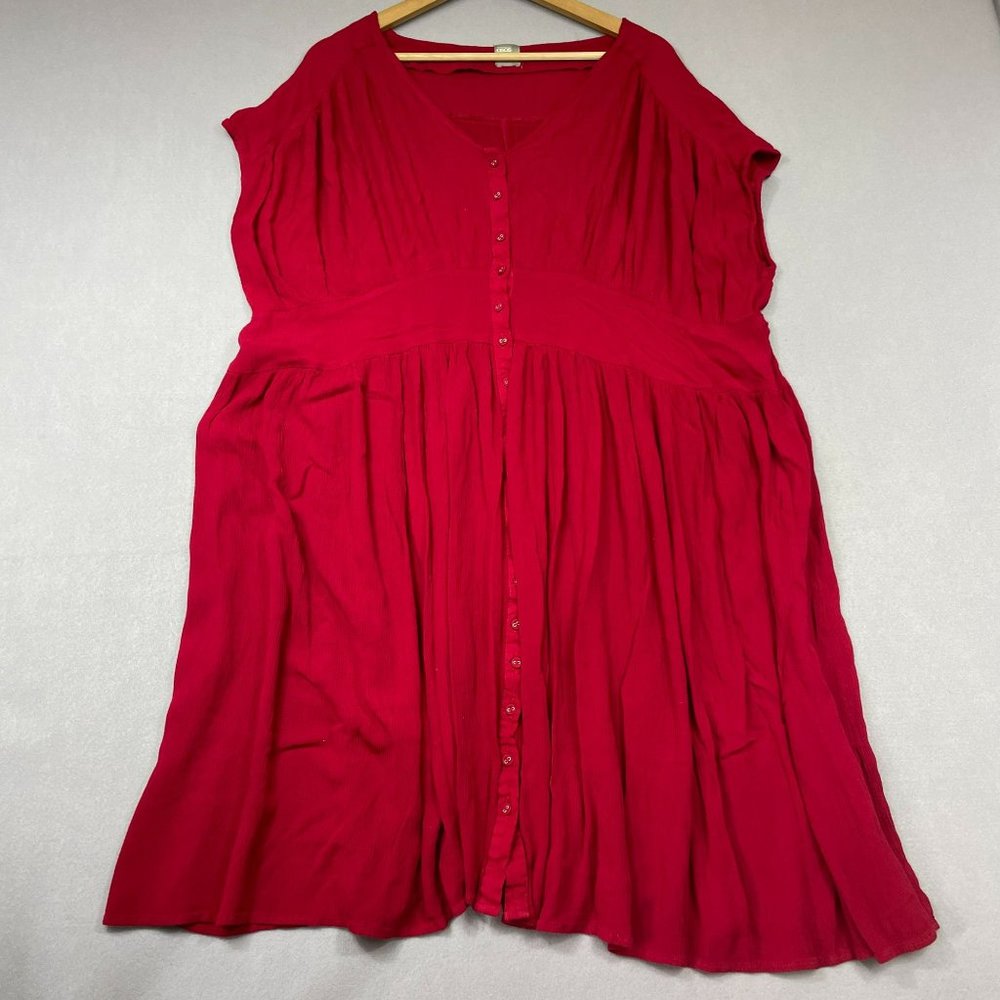 Asos Maternity Gauze Midi Shirt Dress Size 18 Red Button Draped Dolman Viscose